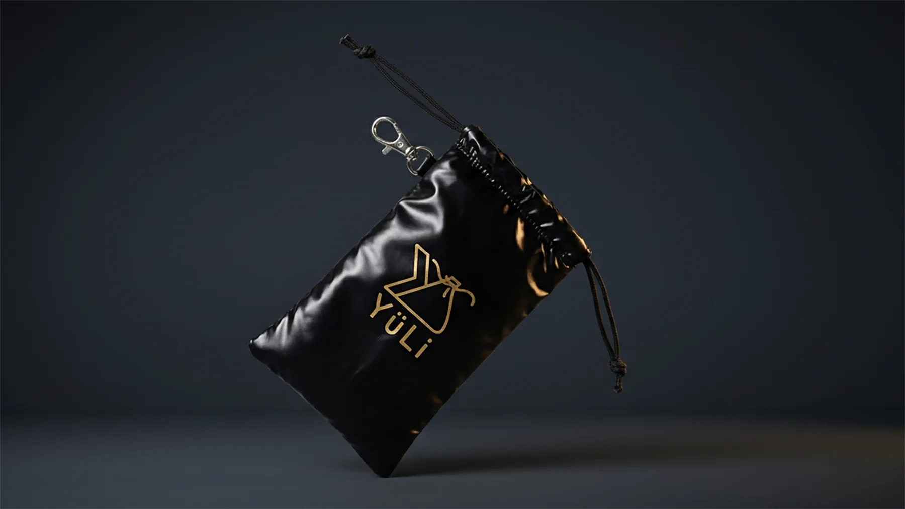 Custom Yuli textile pouch showing material, closure and logo finishing